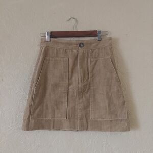 H&M Tan Corduroy High Waist Mini Skirt NEW Sz 4